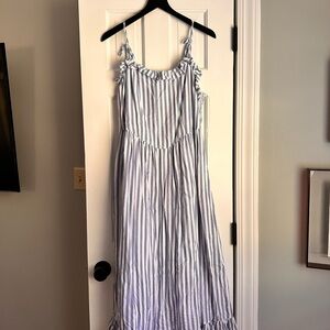 Blue and White Striped Linen Dress